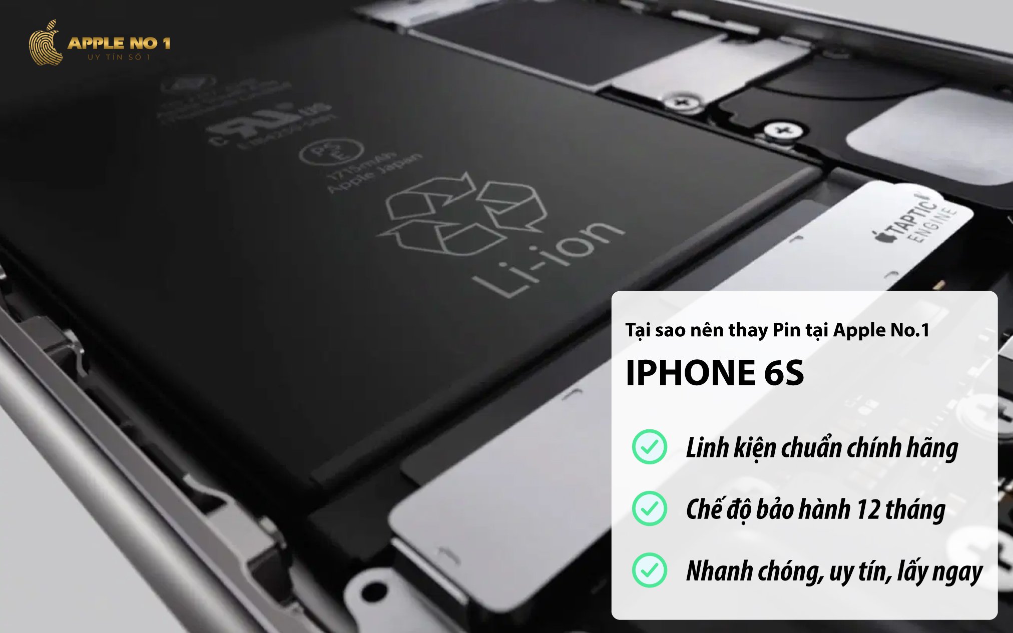 Thay pin iPhone 6S dung lượng chuẩn chính hãng tại Apple No.1