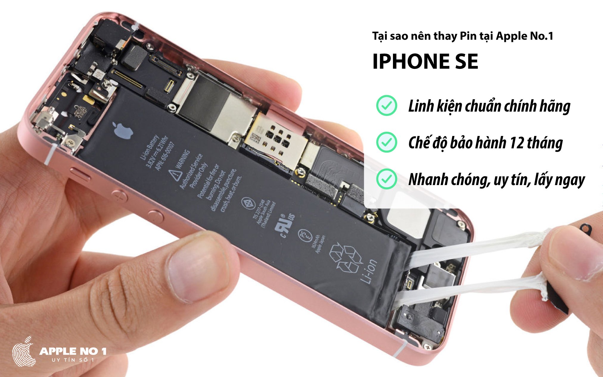 Dịch vụ thay pin iPhone SE dung lượng chuẩn chính hãng tại Apple No.1