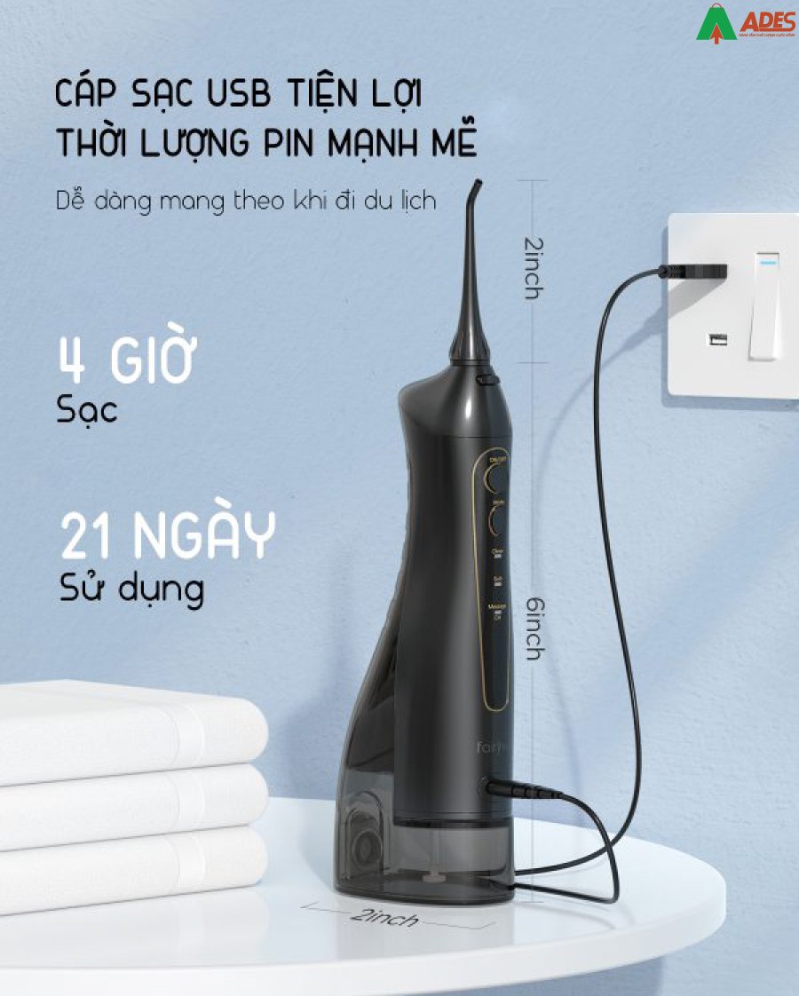 May tam nuoc Fairywill FE5020E sac USB toc do nhanh