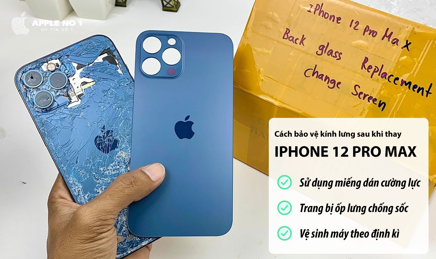 cach bao ve kinh lung iphone 12 pro max sau khi thay